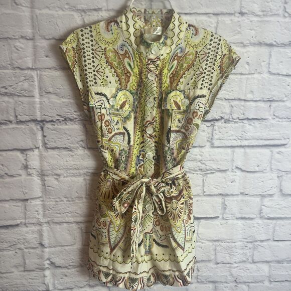 Stile Collection Women’s Earthy Boho Belted Linen Blend  Romper Size Small - Picture 4 of 9